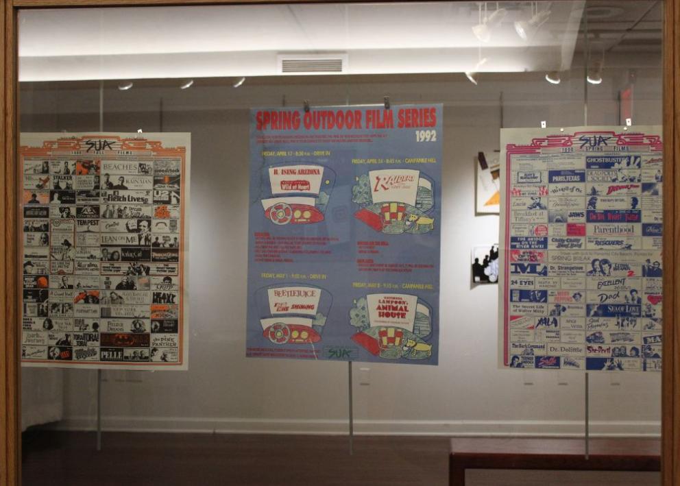 3 film series posters displayed from Fall 1989, Spring 1992 and Spring 1990